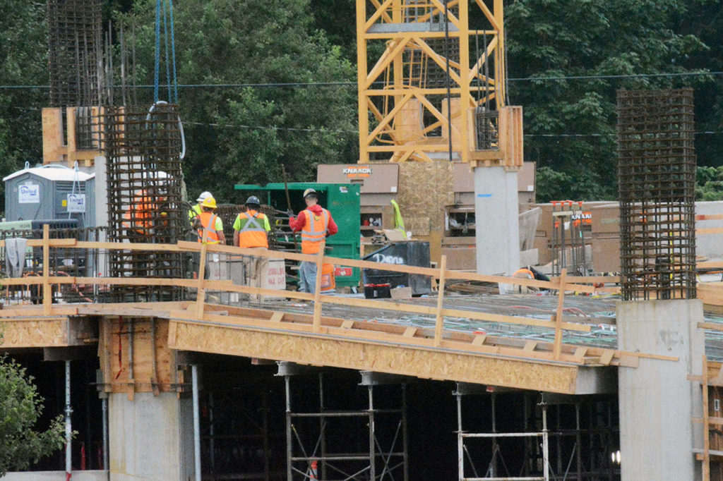 Construction continues on the new Quil Ceda Creek Casino just off I-5. (Steve Powell / Marysville Globe)
