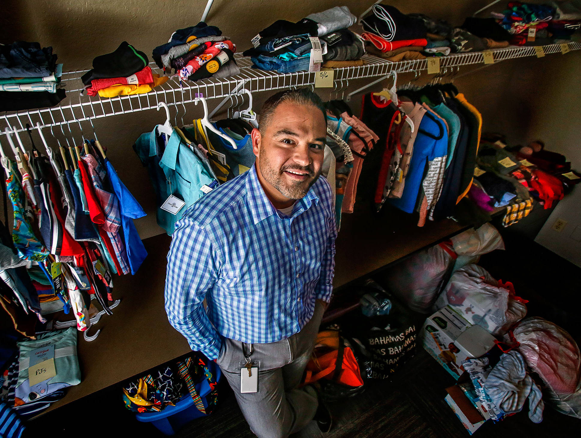 Jay Priebe, who grew up in foster care, is chief executive officer of Hand in Hand. The nonprofit operates Safe Place, an Everett facility that houses children removed from homes by law enforcement or social workers. (Dan Bates / The Herald)