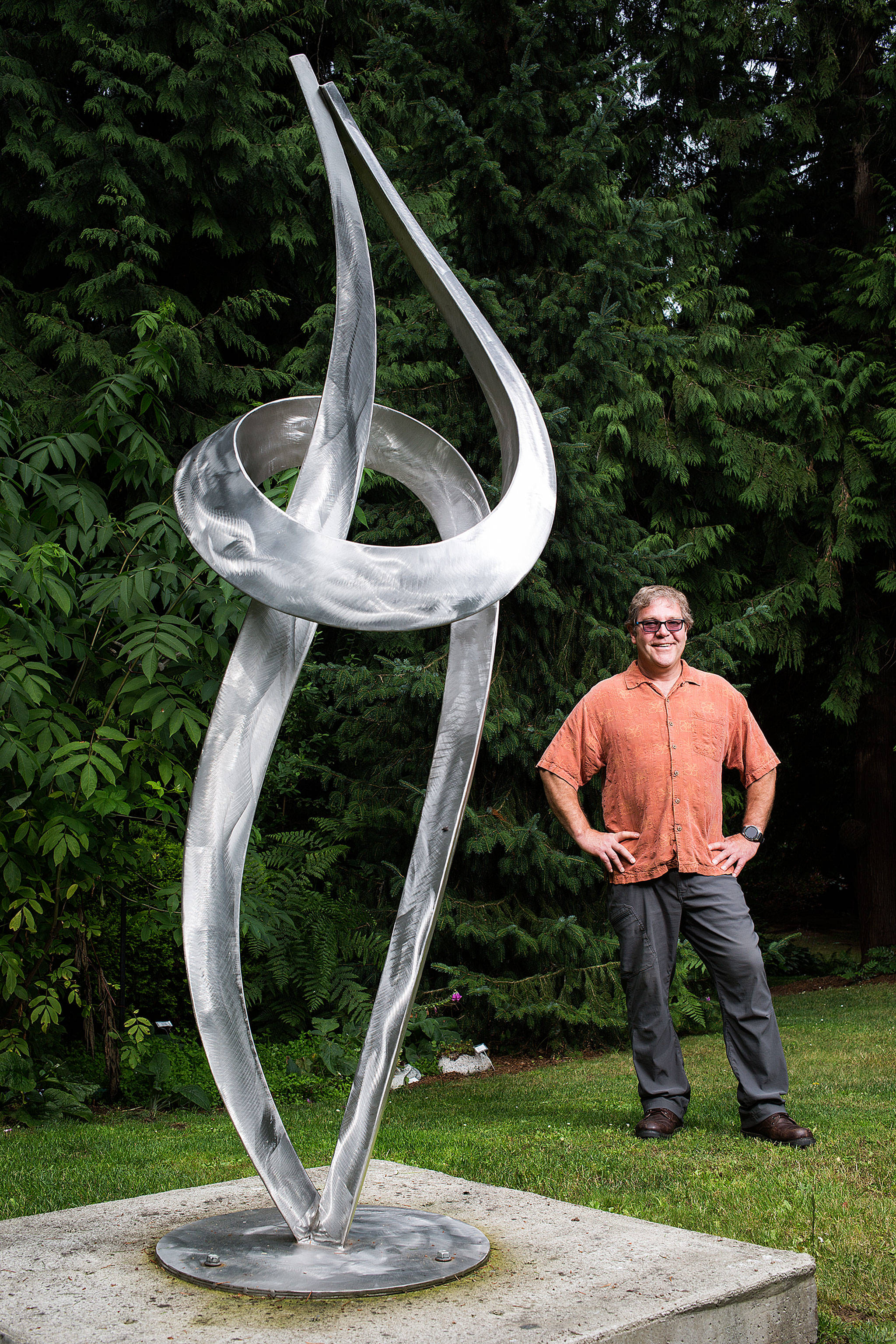 Micajah Bienvenu’s sculpture, “Wild Embrace,” is part of his “Summer Moments” exhibit at Matzke Fine Art Gallery and Sculpture Park on Camano Island. (Andy Bronson / The Herald)
