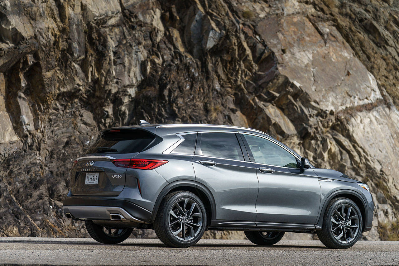 The 2019 Infiniti QX50 is powered by a variable compression ratio engine generating 268 horsepower and 280 pound-feet of torque. (Manufacturer photo)