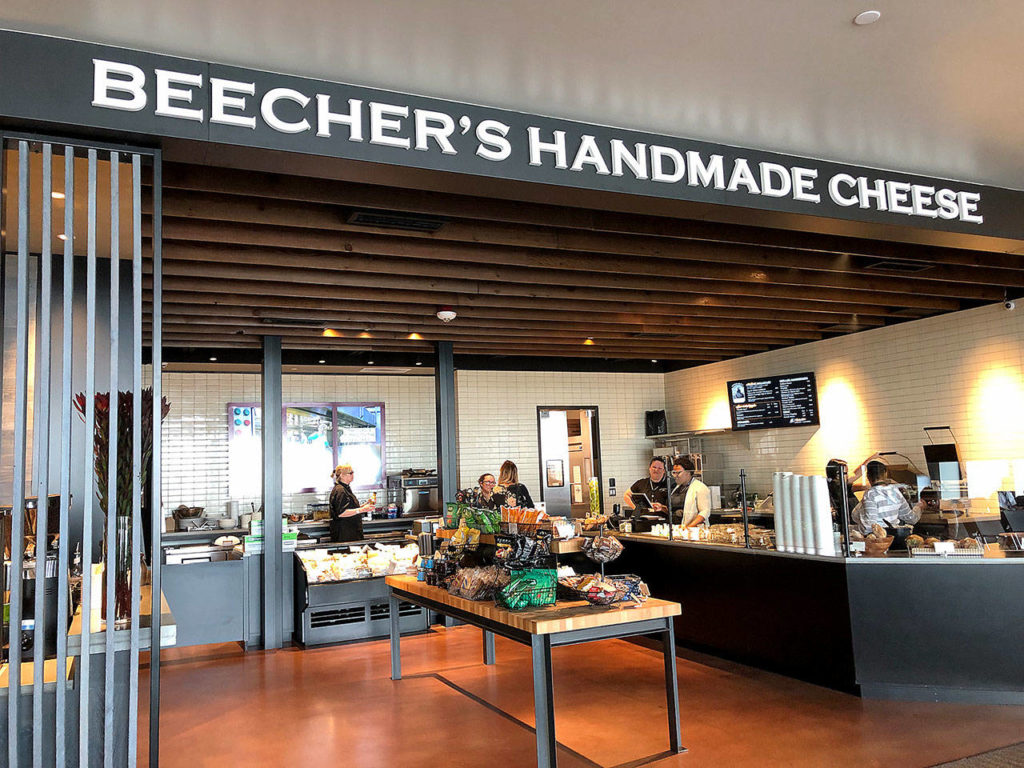 Beecher’s Handmade Cheese opened last month at the Paine Field terminal. (Janice Podsada / The Herald)
