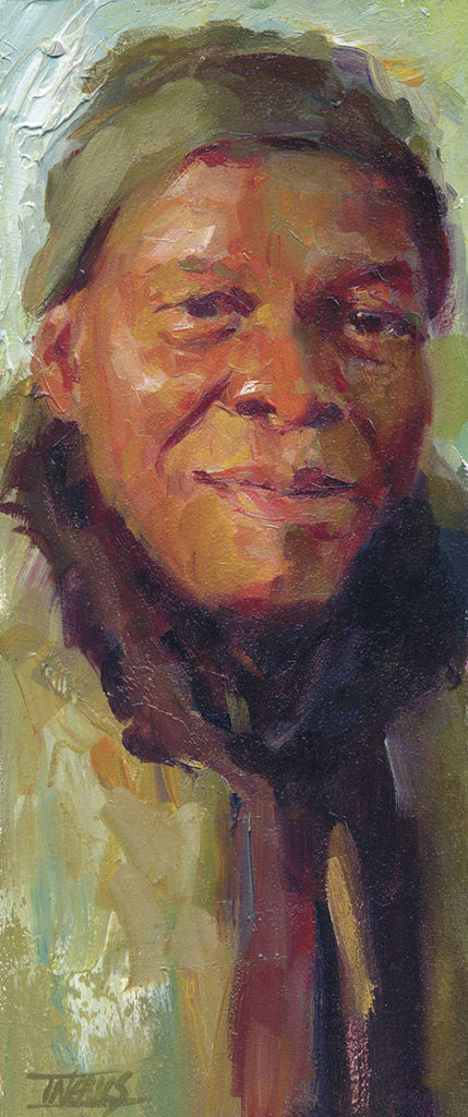 “Joseph from Congo” is one of 30 portraits by Vashon Island artist Pam Ingalls on display at Cole Gallery in Edmonds. He had lost contact with his family for a dozen years.
