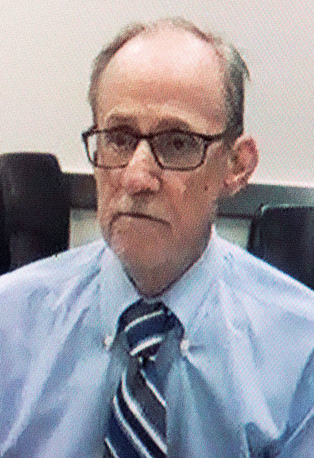 Via video monitor, Terrence Miller pleaded not guilty to the first-degree 1972 murder of Jody Loomis, during his arraignment at Snohomish County Courthouse on April 15, 2019 in Everett. (Andy Bronson / Herald file)