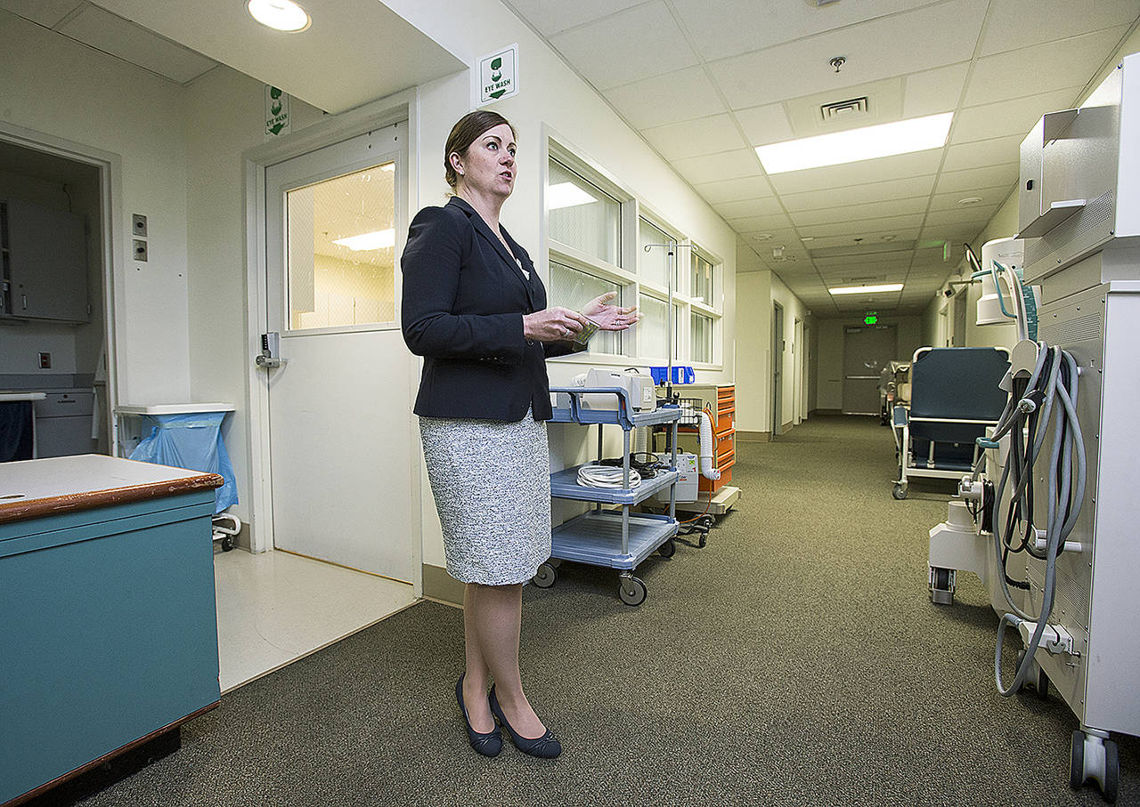 Earlier this year, EvergreenHealth Monroe Chief Administrative Officer Renée Jensen talks about last April’s levy. (Andy Bronson / Herald file)