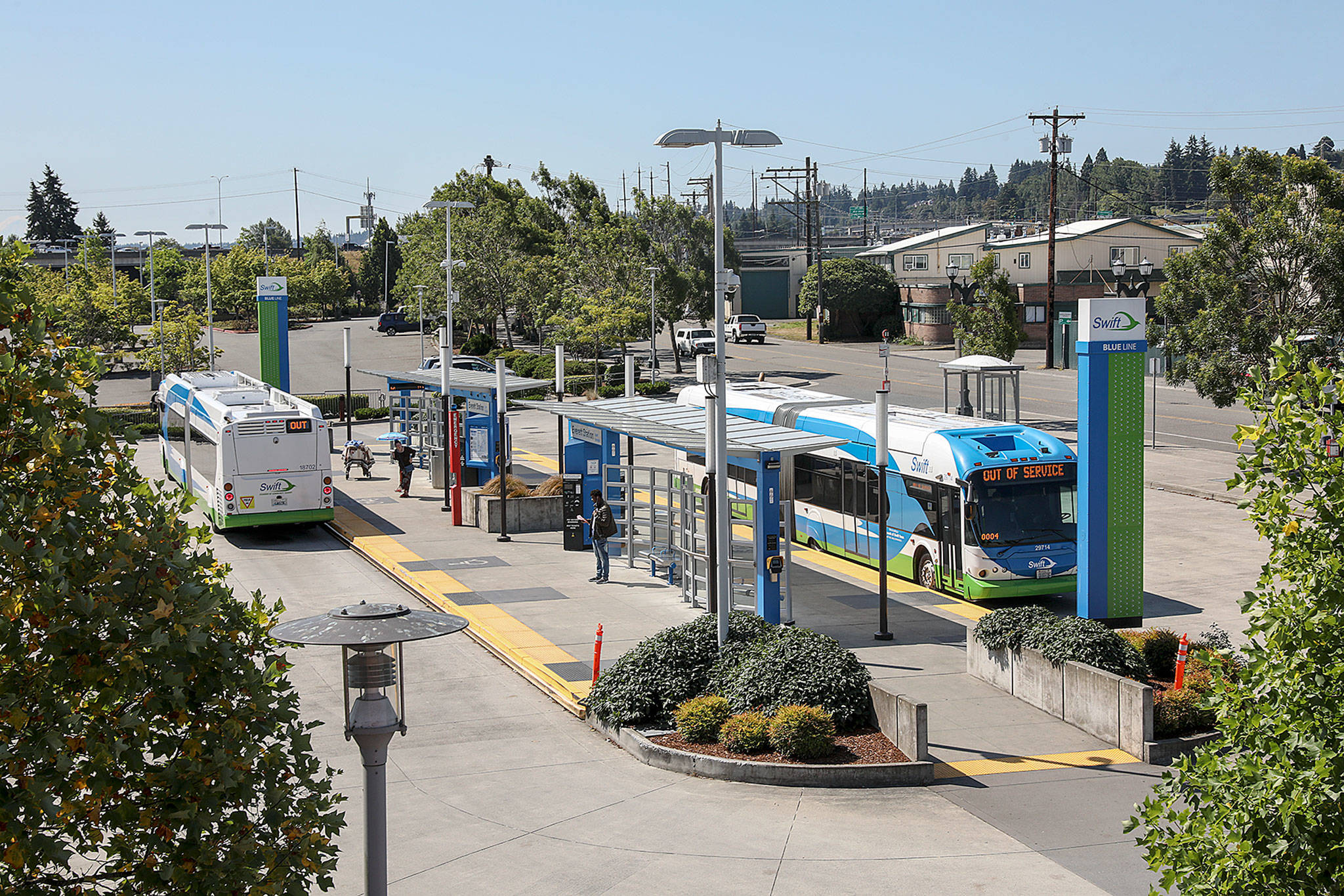 The City of Everett is planning to add 80 parking spaces to a lot adjacent the Swift terminal near Everett Station. (Lizz Giordano / The Herald)