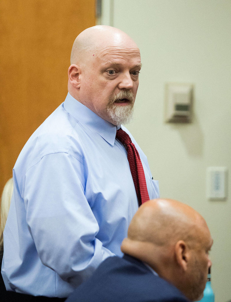 William Talbott II pleads his innocence before a judge sentences him to life without parole at the Snohomish County Courthouse on Wednesday. (Andy Bronson / The Herald)
