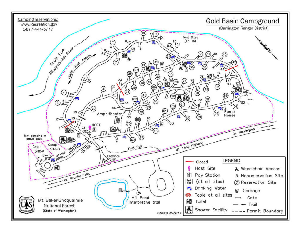 This map shows where the camp sites are closed at Gold Basin. (U.S. Forest Service)
