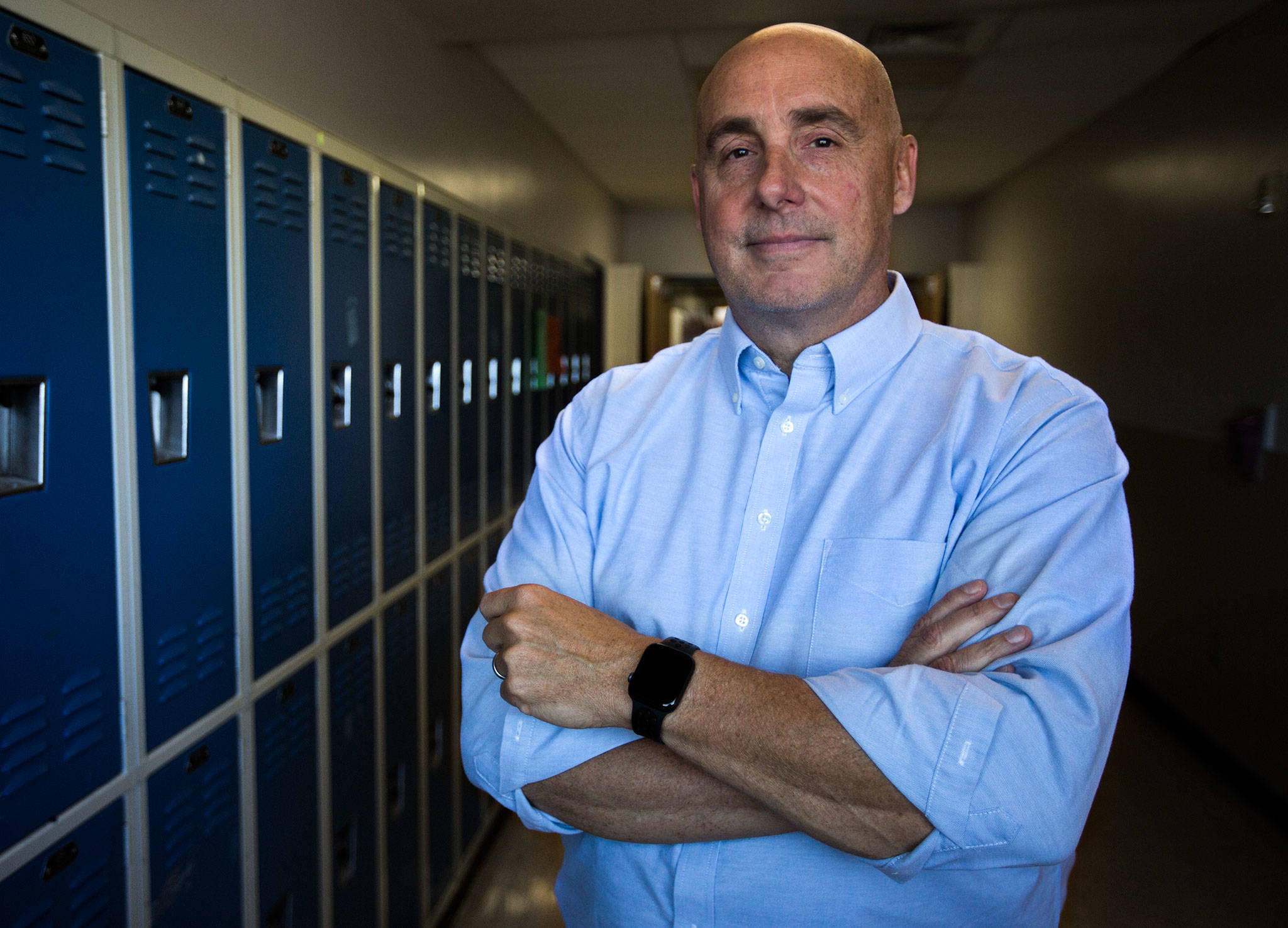 Josh Middleton, the new superintendent of the Granite Falls School District, at Crossroads High School on Thursday. (Olivia Vanni / The Herald)