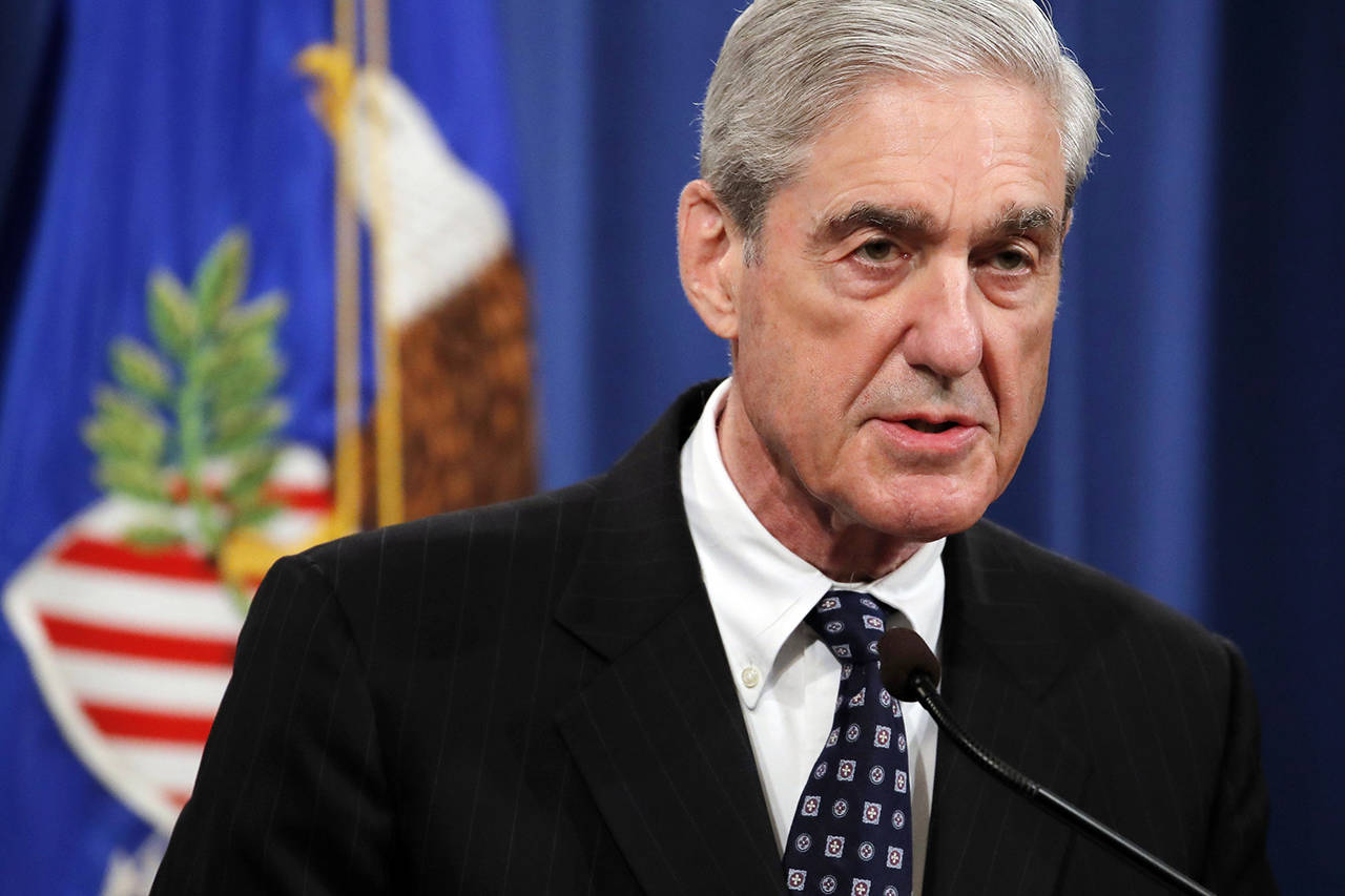 In this May 29 photo, Special counsel Robert Mueller speaks at the Department of Justice in Washington about the Russia investigation. (AP Photo/Carolyn Kaster, File)