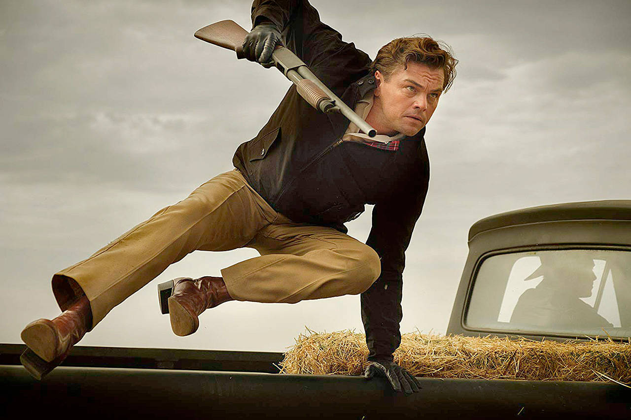 Leonardo DiCaprio plays a washed-up TV actor in “Once Upon a Time in Hollywood.” (Sony Pictures)