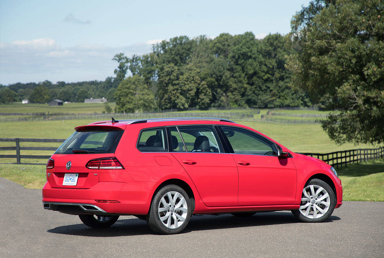 Cargo carrying capacity of the 2019 VW Golf SportWagen is more than 30 cubic feet with the rear seats in upright position. (Manufacturer photo)