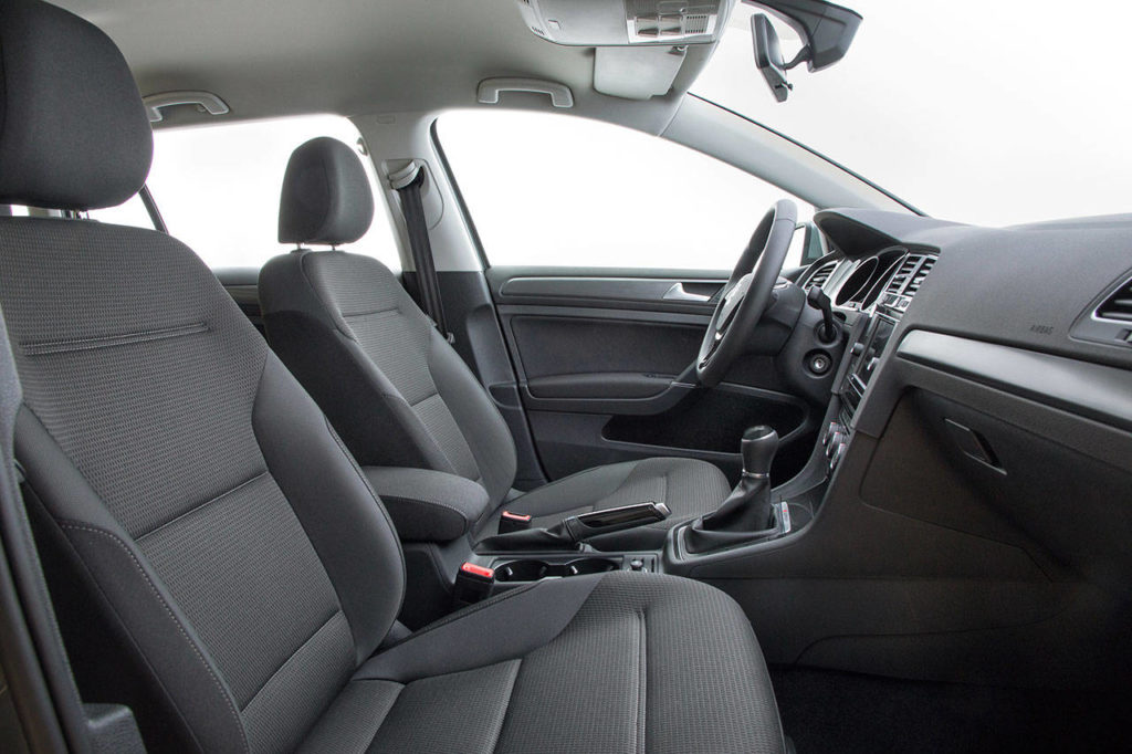 Strong, durable material is used for cloth seats in the 2019 VW Golf SportWagen. (Manufacturer photo)
