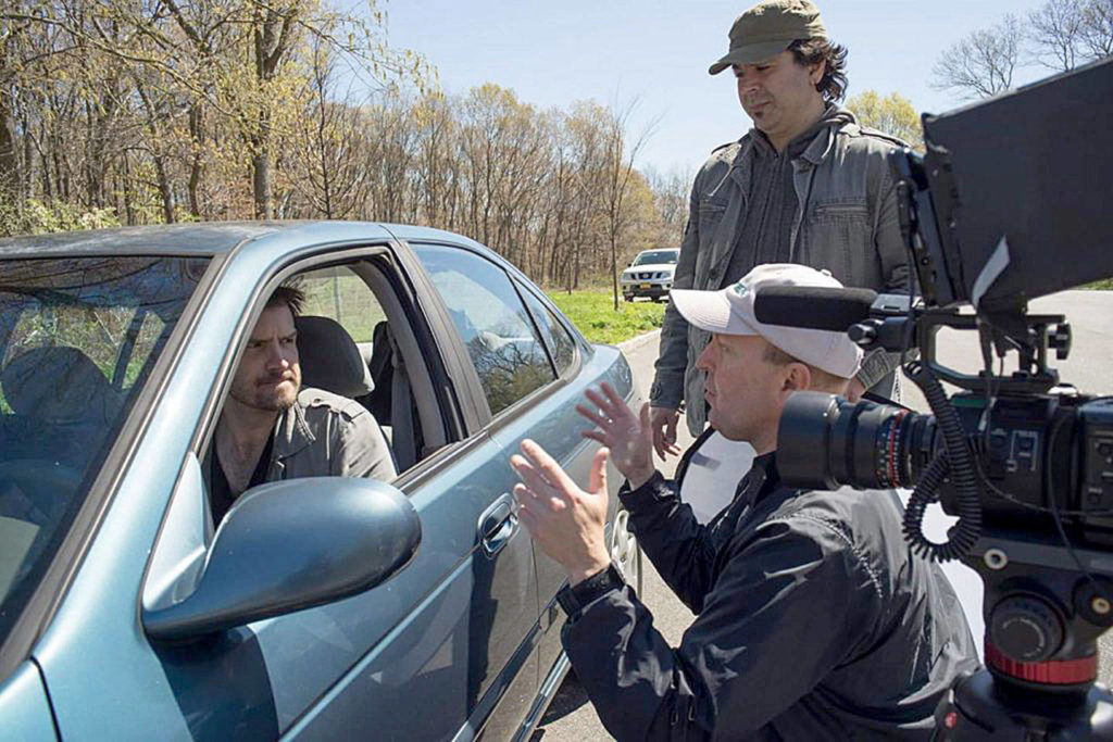 Everett native Terry R. Wickham directs a scene in “Devil’s Five,” a horror anthology film. (Mantaray Pictures LLC/Cool Creative/HERMANOfilms)
