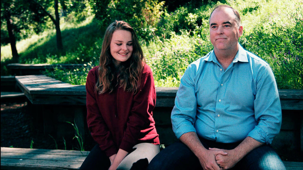 IndieFlix
Jim Wulff and daughter Sarah Wulff in the documentary “Angst.” The father and daughter discuss Sarah’s issues.
