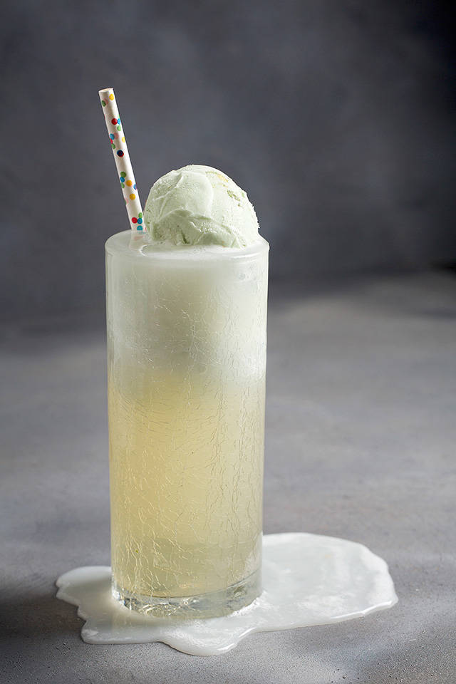 Here’s a great way to use up ginger before it goes soft: a ginger pistachio float. (Deb Lindsey / For The Washington Post)