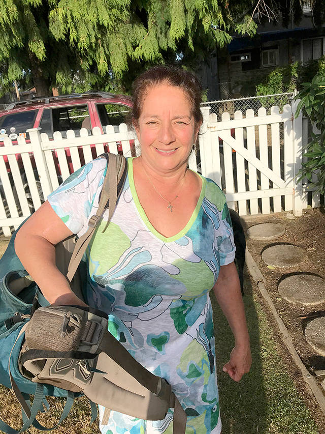 Monica Reinoso, 56, is traversing a 245-mile stretch of the Pacific Crest Trail to raise money for the Snohomish County Meals on Wheels program, administered by Homage Senior Services. (Photo by Adam Worcester)