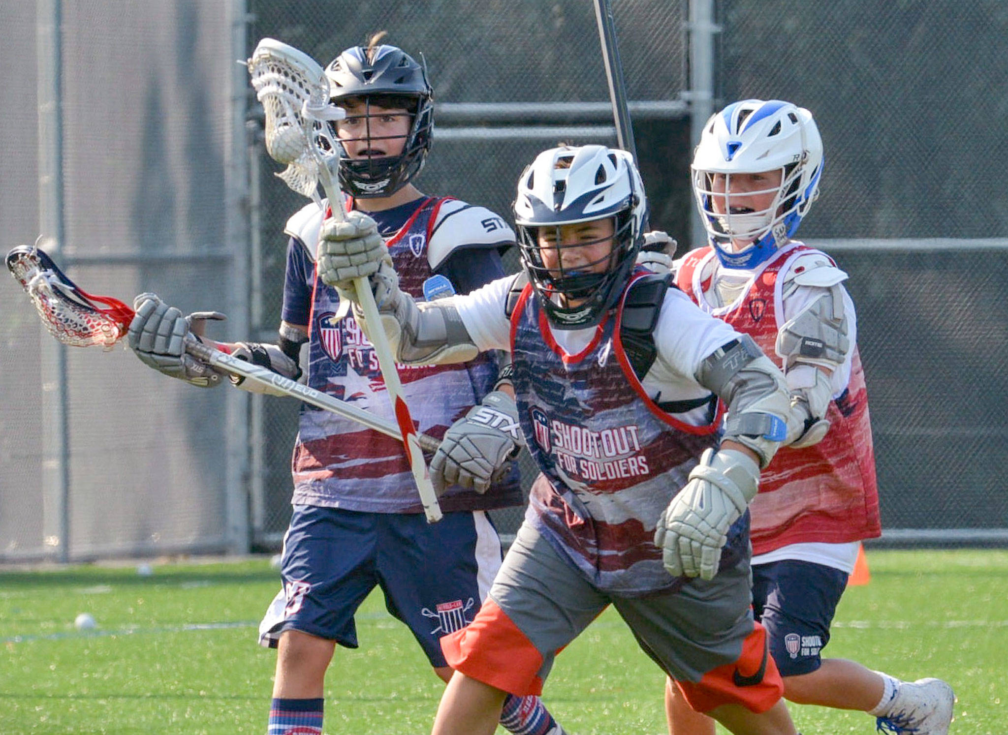 Lacrosse action from the 2018 Shootout for Soldiers in Kasch Park. The 2019 event will be a 24-hour lacrosse marathon this Saturday and Sunday in Everett. (Photo courtesy of Shootout for Soldiers)