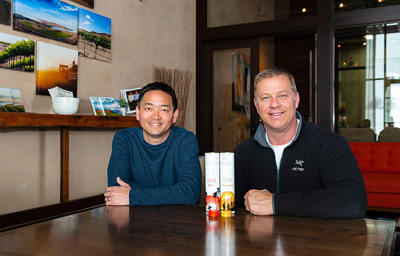 Mercer Estates winemaker Jeremy Santo and general manager Will Mercer launched their ICAN project this spring with a chardonnay and a rose, produced with fruit from Mercer family plantings in the Horse Heaven Hills. (Richard Duval Images)