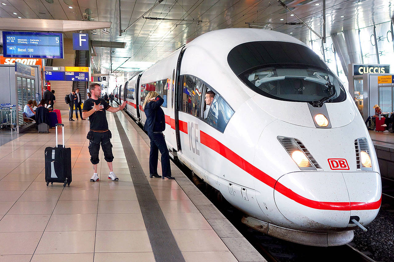 Travelers can hop on and off Germany’s sleek InterCity Express trains easily with either a Eurail Global Pass or a German Rail Pass. (Rick Steves’ Europe)