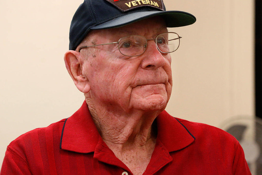 Korean War veteran Dan White, 90, was among older veterans who shared their stories for the Veterans History Project, an effort of the Library of Congress. (Dan Bates / The Herald)
