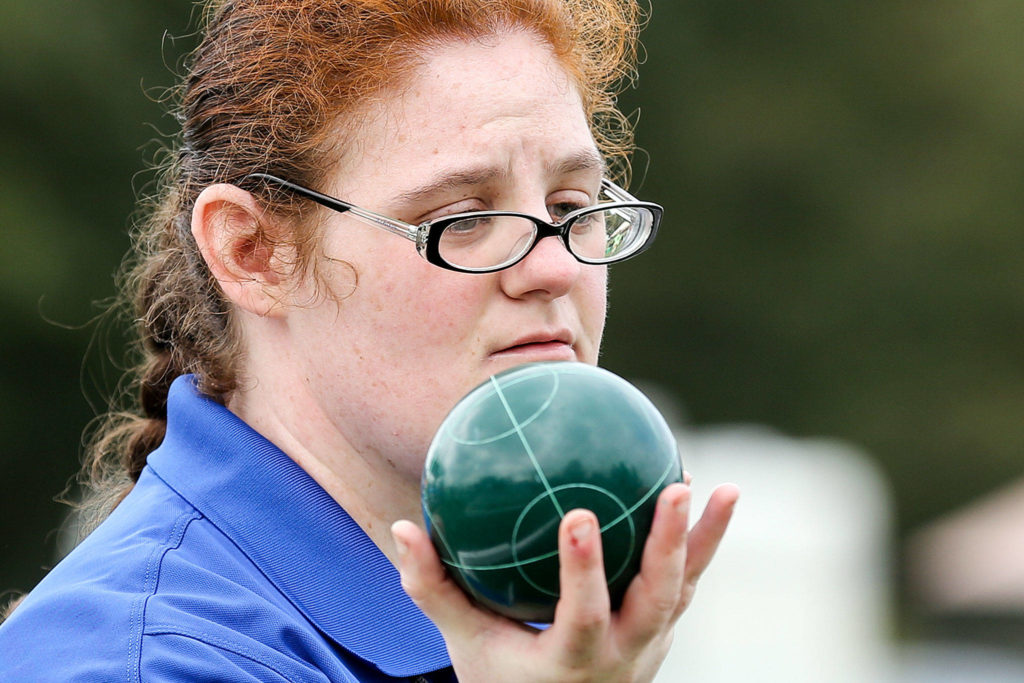 Scenes from the Bocce tournament during the Special Olympics Washington Summer State Games Saturday morning at Kasch Park in Everett on August 17, 2019. (Kevin Clark / The Herald)
