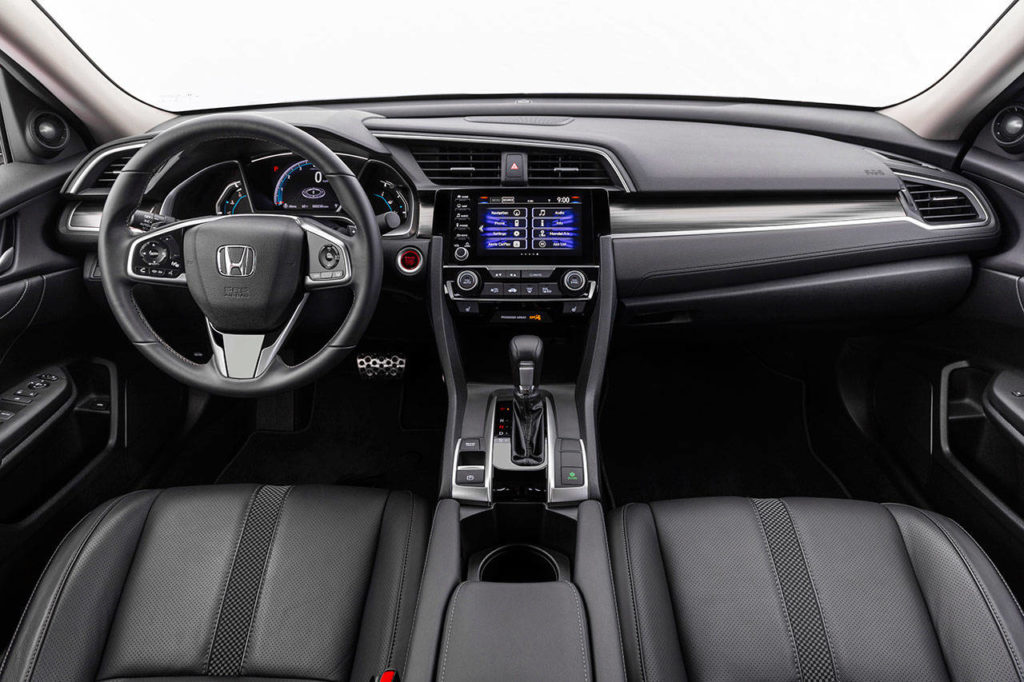 A 7-inch touchscreen infotainment system with 10-speaker premium audio is a highlight of the 2019 Honda Civic sedan Touring trim. (Manufacturer photo)
