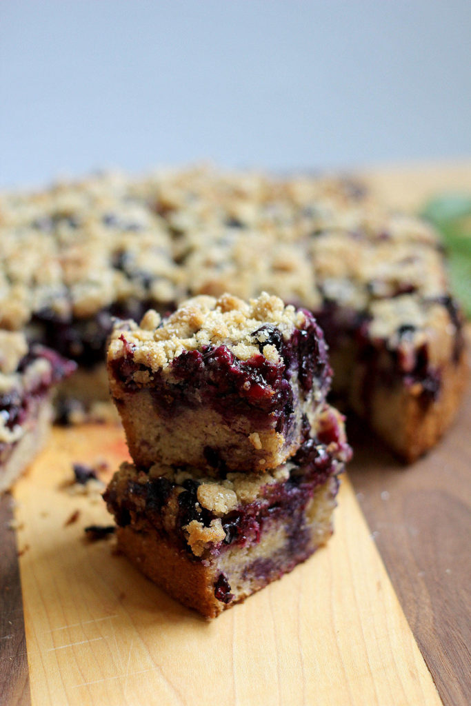 Let cardamom blueberry buckle cool for an hour before you cut into it. (Celeste Gracey)
