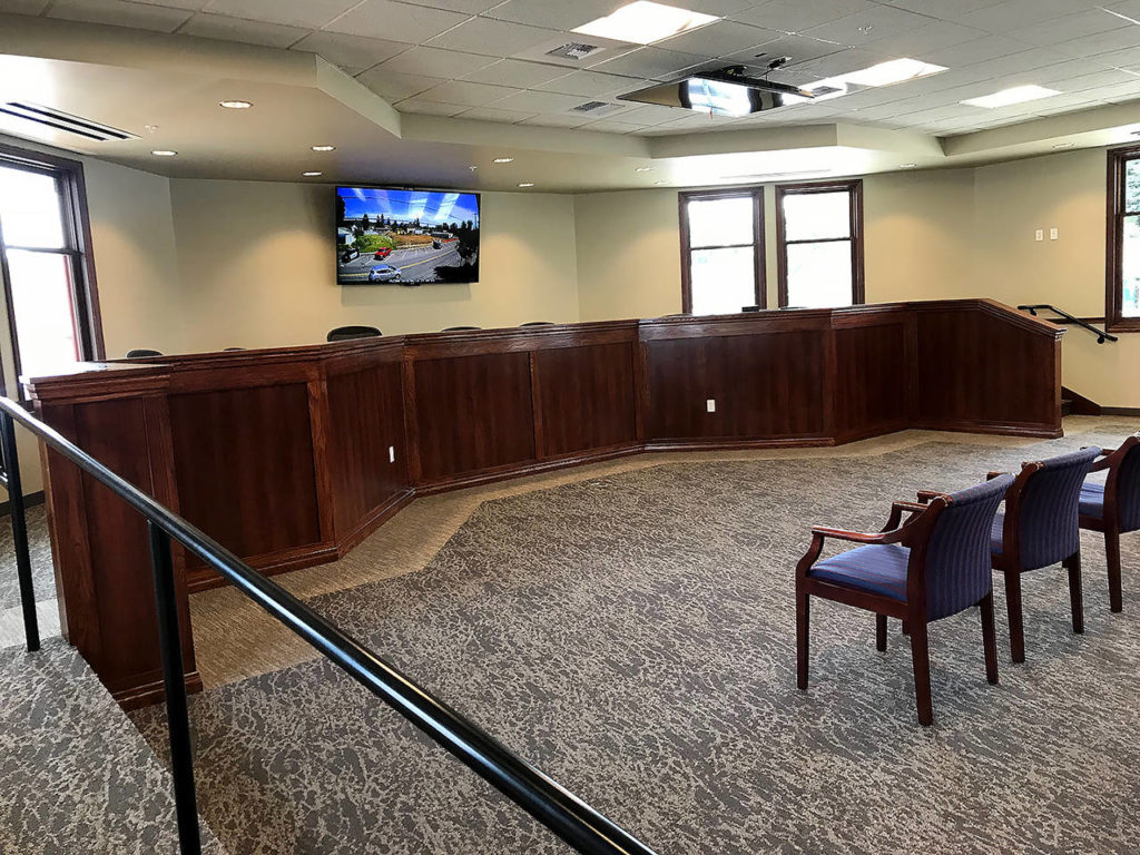 City Council chambers in the new Granite Falls City Hall. (Stephanie Davey / The Herald)

