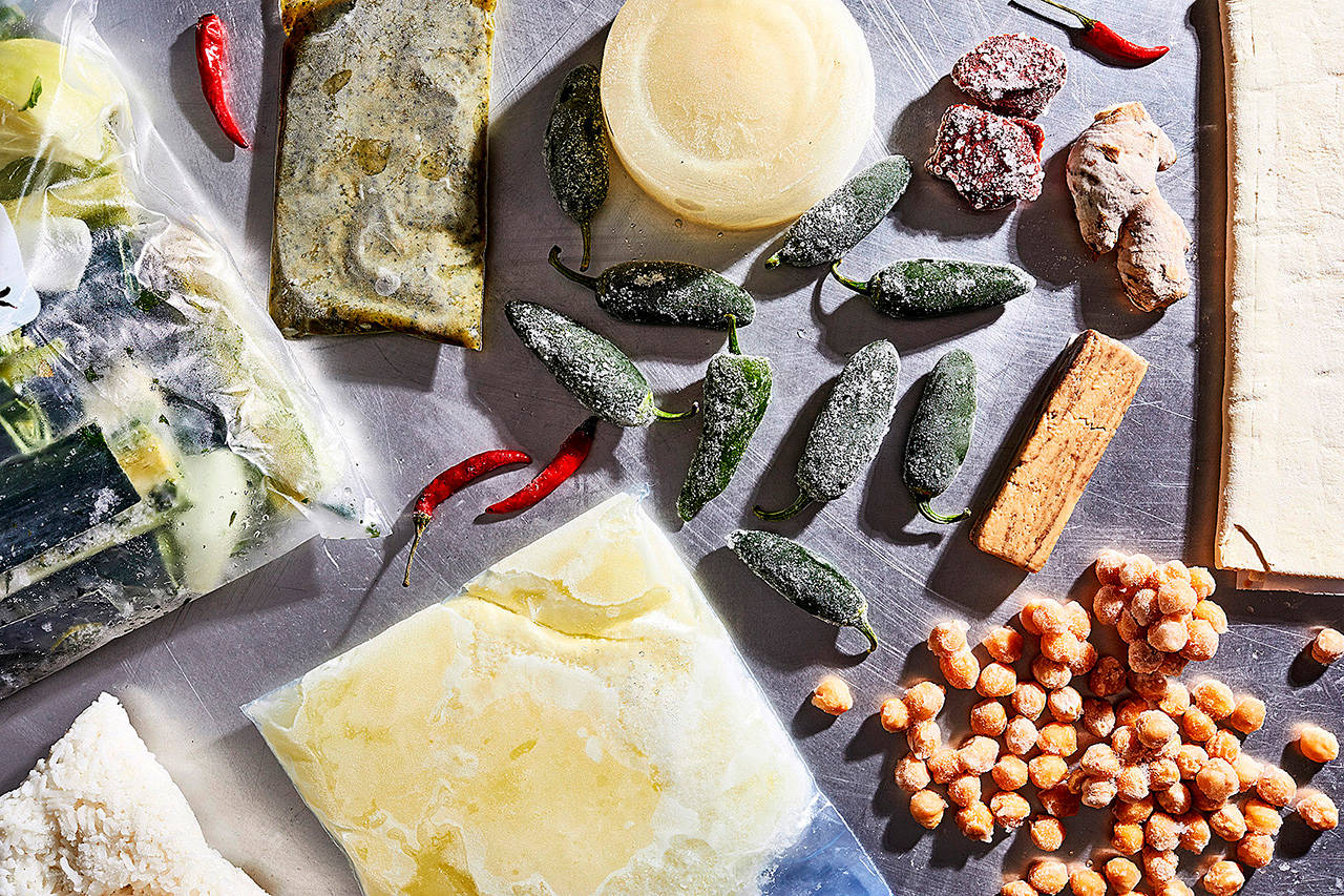 A variety of foods can be packaged for freezing — but how do you keep your freezer from becoming a disorganized frozen disaster zone? (Stacy Zarin Goldberg / for The Washington Post)