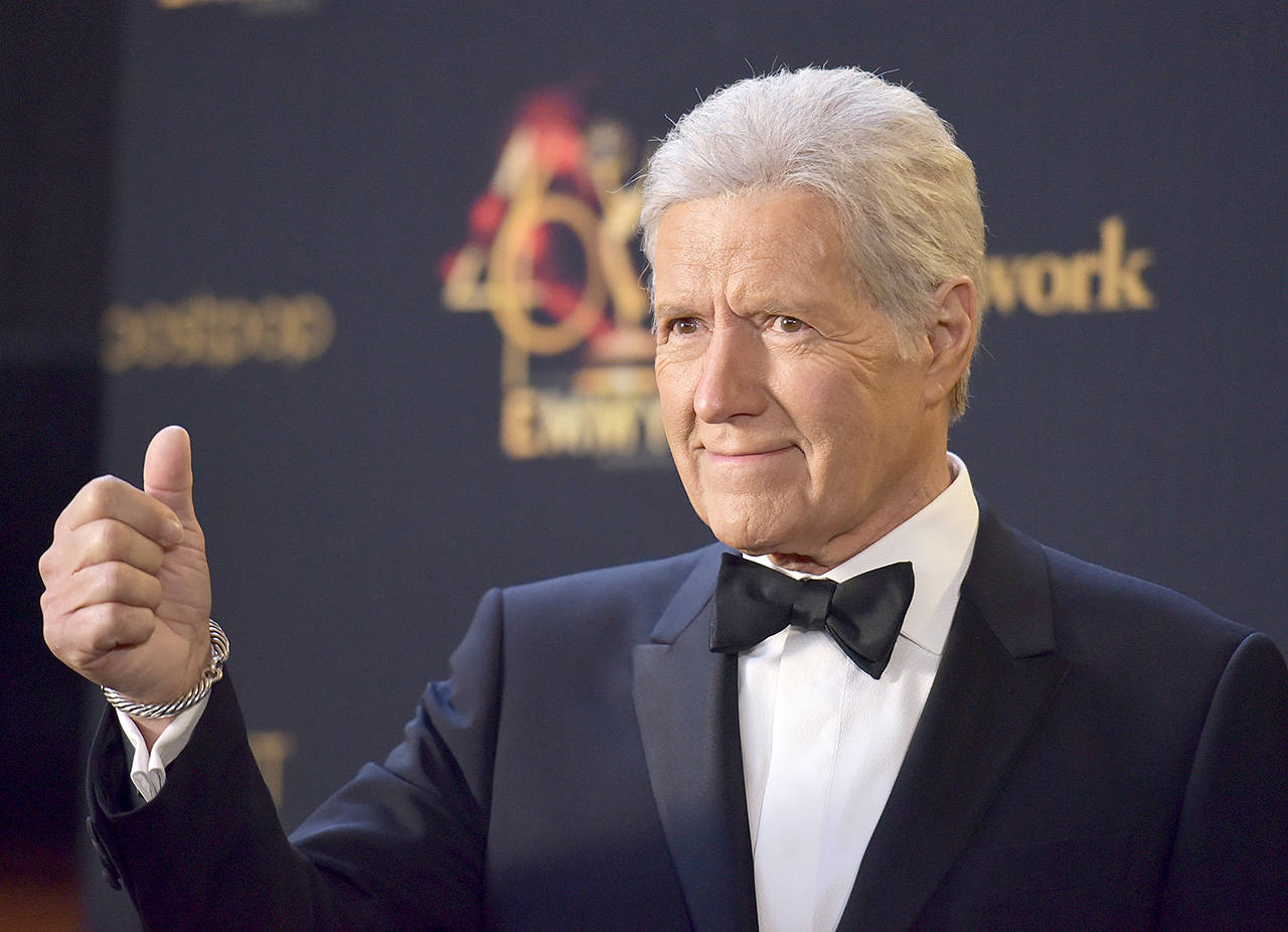Alex Trebek, seen here on May 5, says he’s “on the mend, and that’s all I can hope for right now.” (Associated Press)
