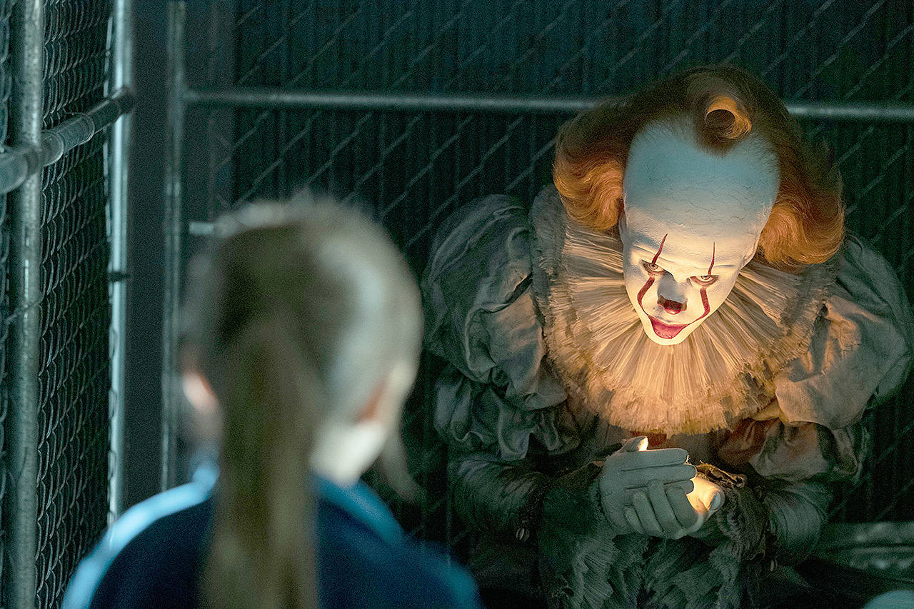Pennywise the evil clown returns after 27 years for more evildoing in “IT Chapter Two.” (Warner Bros. Pictures)