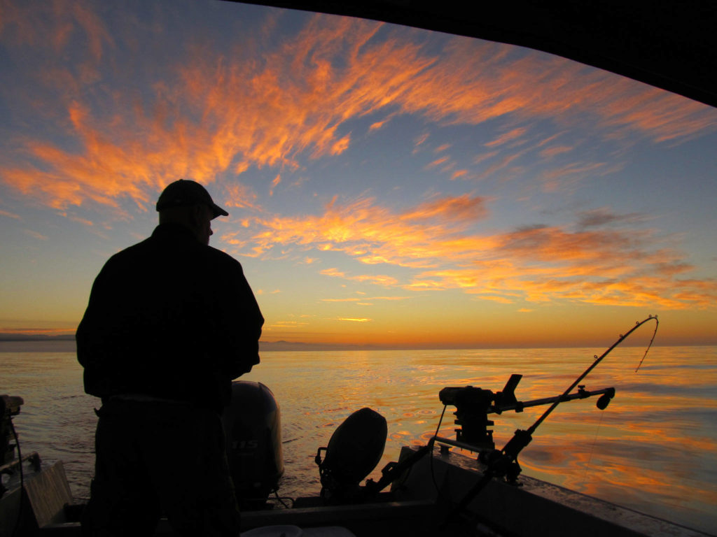 “Life is simple. Eat + Sleep + Fish,” writes Sue Nelsen of Marysville. She took this photo at 5 o’clock on an August morning in 2017 on the Strait of Juan de Fuca off Sekiu.
