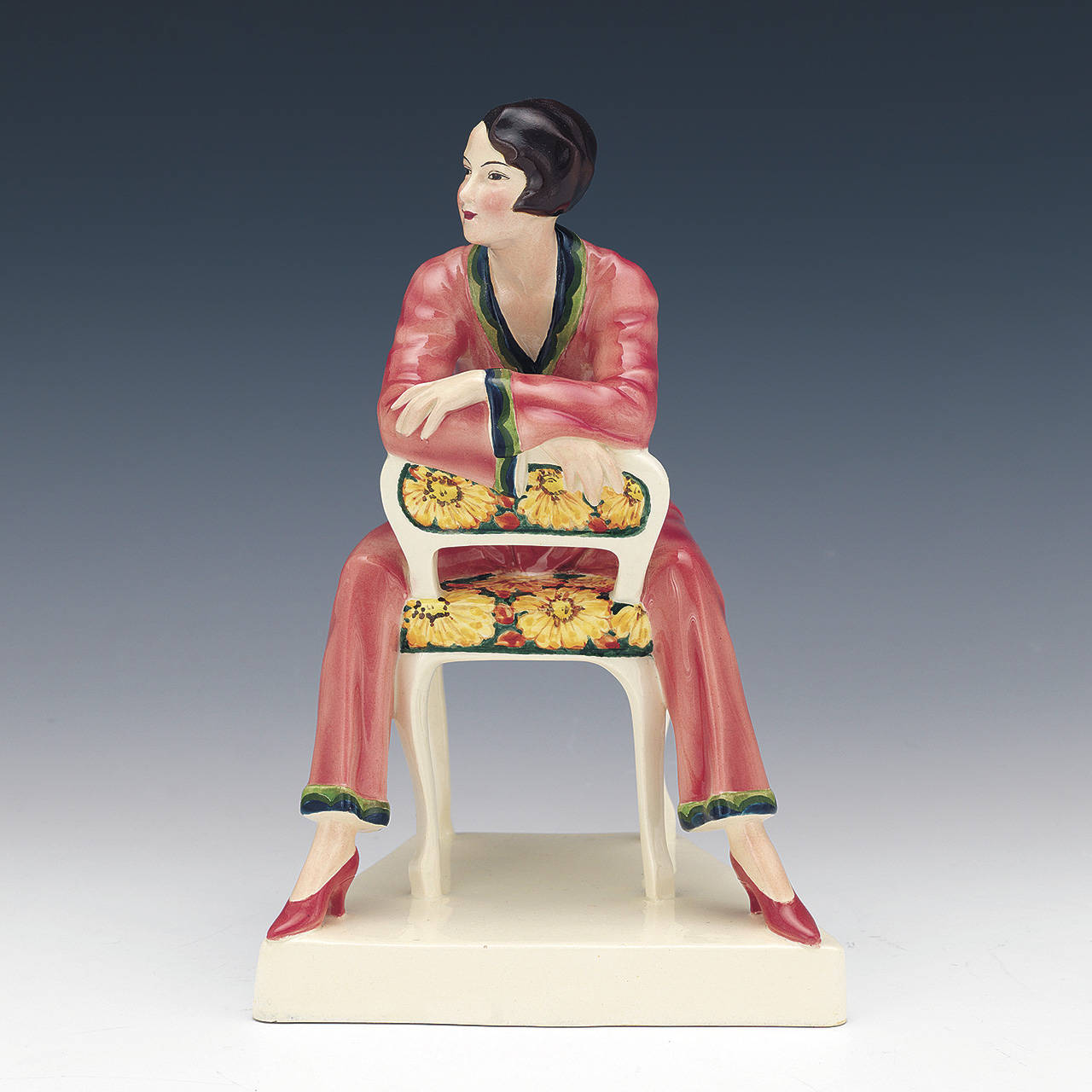 This art deco figurine, 11 inches high and marked by Joseph Lorenzl and the Goldscheider company, sold at an Aspire auction for $1,239, even though there was a small chip on the woman’s shoulder. (Cowles Syndicate Inc.)