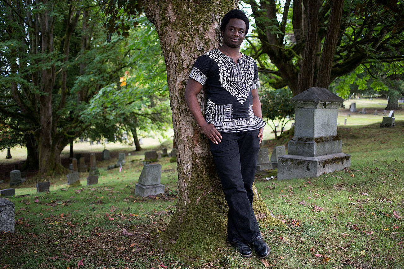 Olushola Bolonduro recently started a goth social group called Dark Side of Everett. (Andy Bronson / The Herald)
