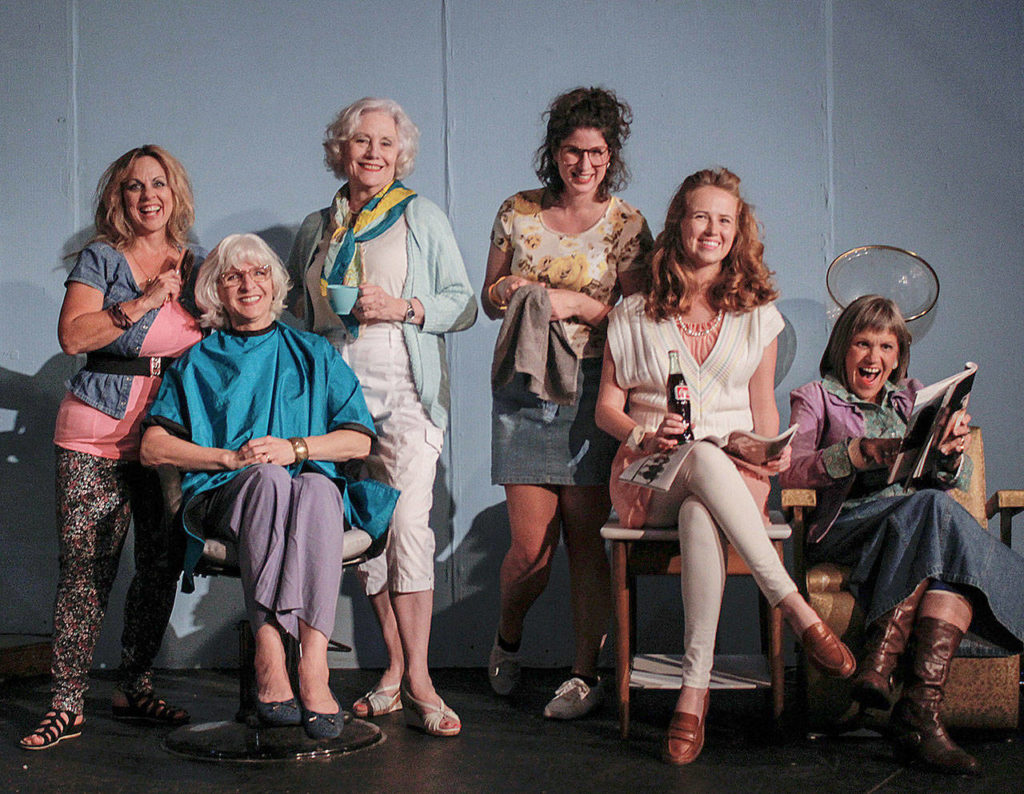 The cast of “Steel Magnolias,” from left, Jenny Price (Truvy), Marli Bartness (M’Lynn), Mary Kay Voss (Clairee), Lydia O’Day (Annelle), Laura McFarlane (Shelby) and Dawn Cornell (Ouiser). The play runs through Sept. 22 at Red Curtain in Marysville. (Layton Gaskins)

