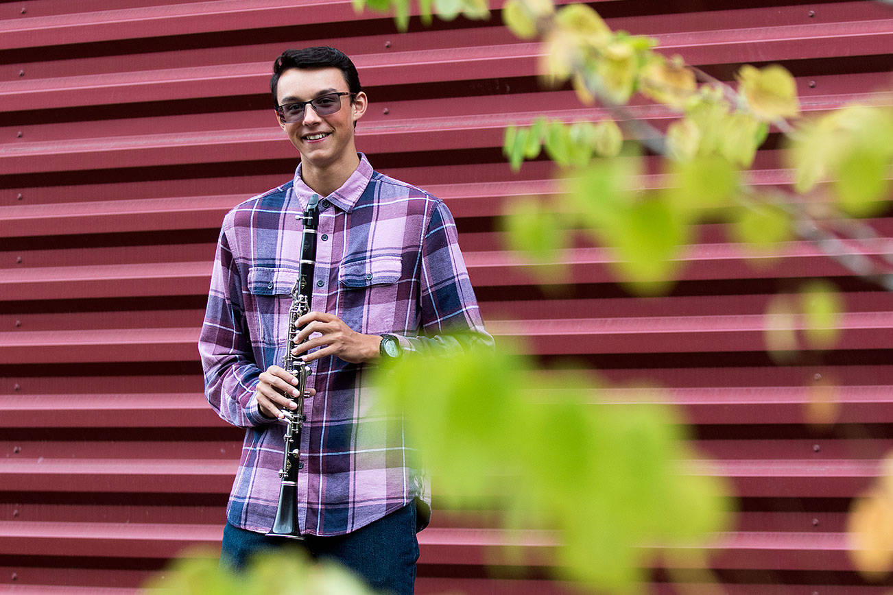 Glacier Peak High School senior Ethan Kelly plays clarinet, helps with theater club and is in the marching band. (Andy Bronson / The Herald)