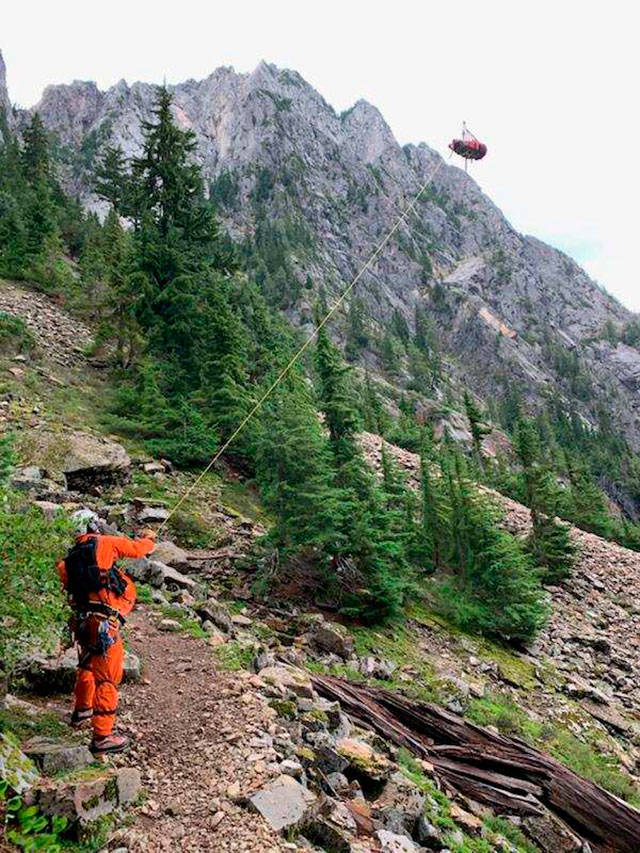 A search and rescue team airlifted Randy Belles Saturday afternoon after he suffered a heart attack hiking down from Vesper Peak. (Courtesy of Randy Belles)