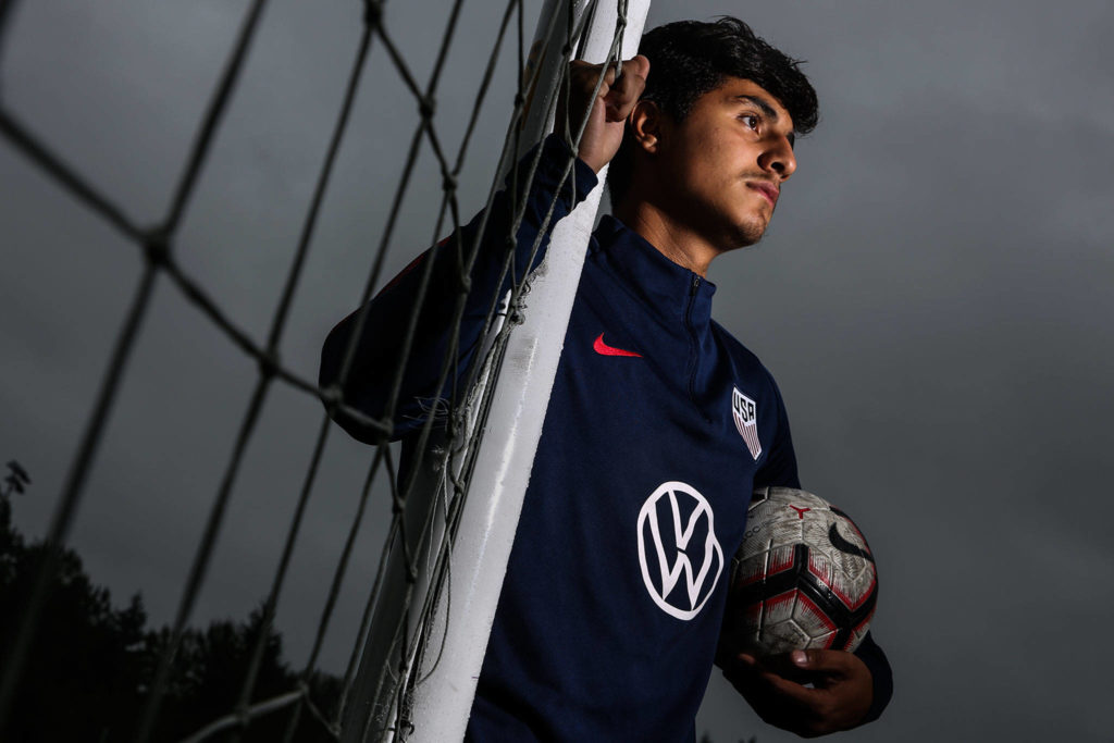 Angel Martinez, 14, is a freshman at Mariner High School and a member of the U-15 national boys soccer team. (Kevin Clark / The Herald)

