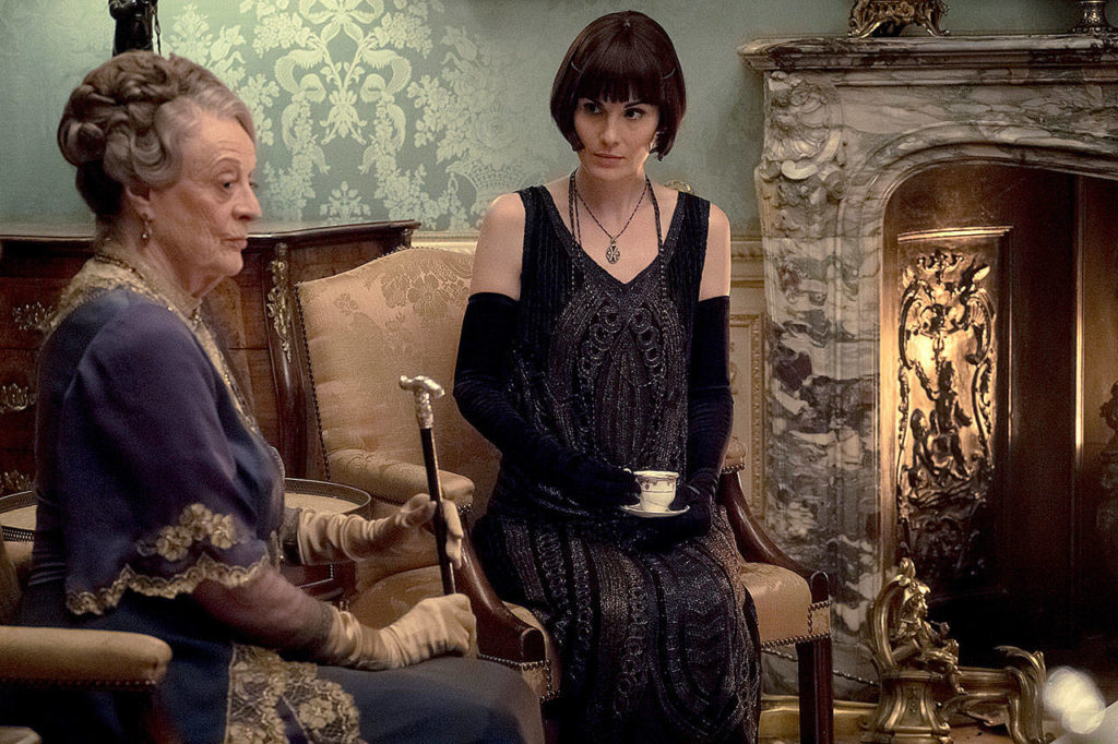 Arch one-liner machine The Dowager Countess of Grantham (played by Dame Maggie Smith) has tea with Lady Mary Talbott (Michelle Dockery). (Focus Features)
