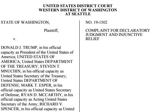 Washington state’s attorney general has filed a lawsuit against President Donald Trump.