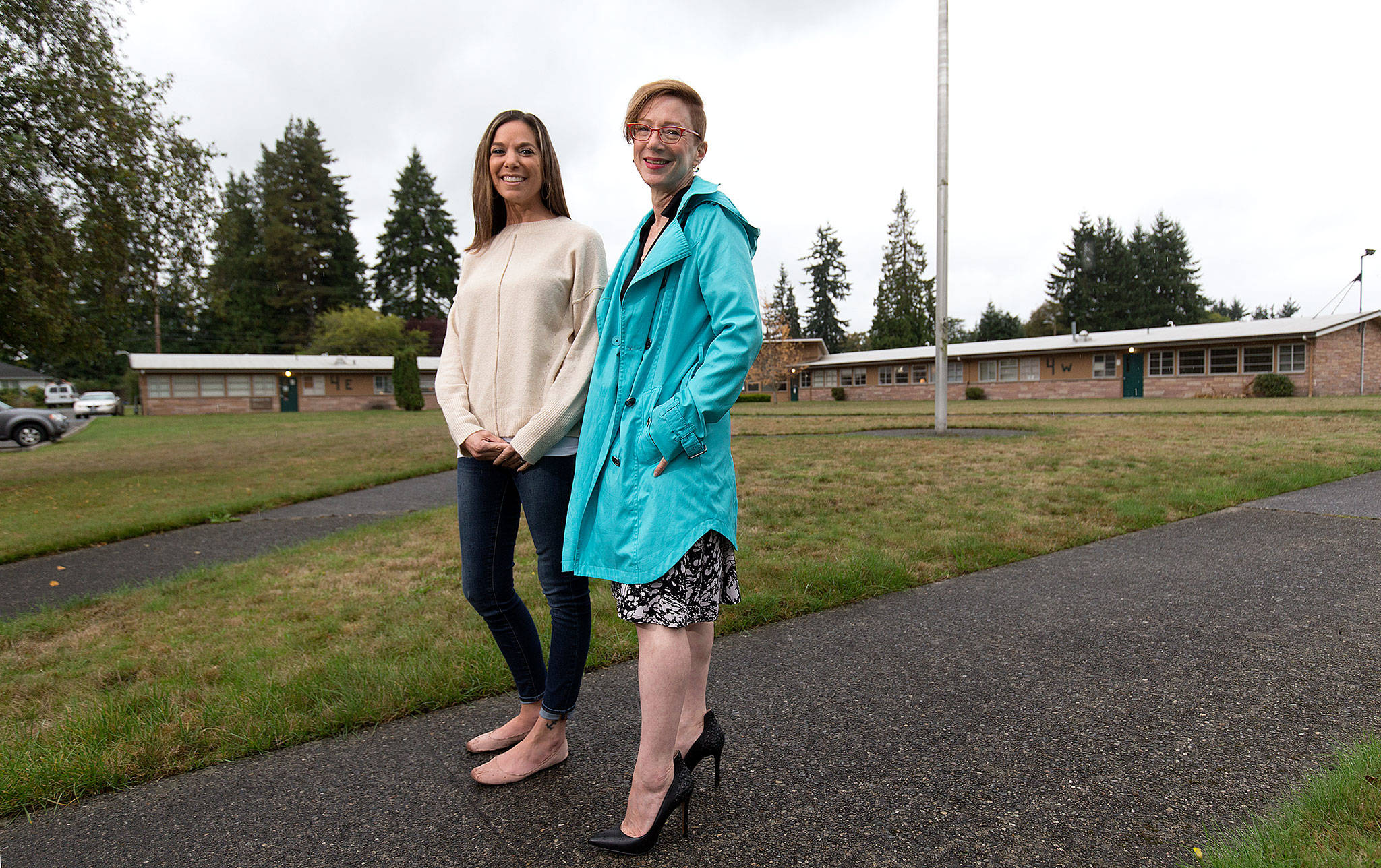 Compass Health’s Megan Boyle (left), director of intensive services for children, and Frances Wilder, director of outpatient services for Snohomish County, at the agency’s campus on Federal Avenue in Everett. (Andy Bronson / The Herald)