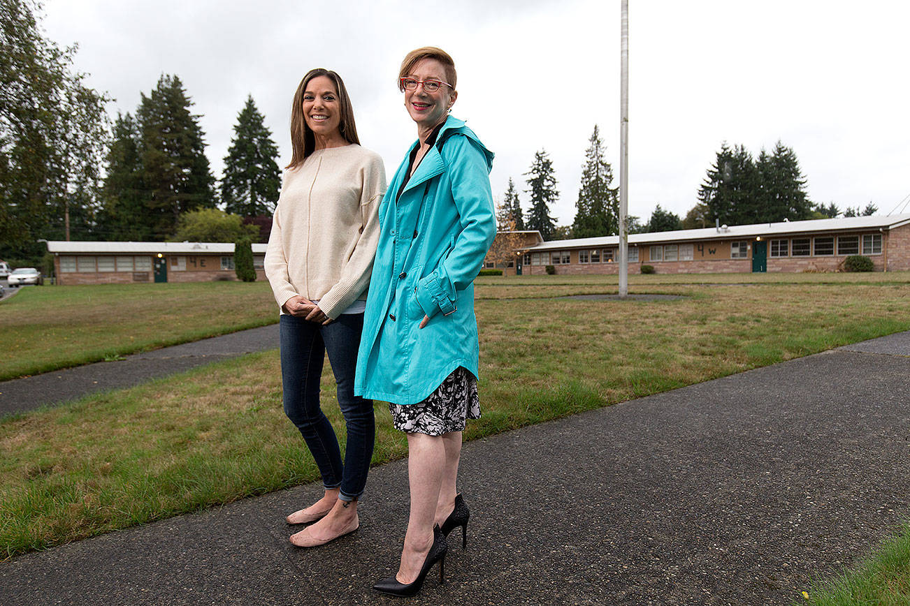 Compass Health’s Megan Boyle, left, Director of Children’s Intensive Services, and Frances Wilder, Director of Snohomish County Outpatient Services at the campus on Monday, Sept. 23, 2019 in Everett, Wash. (Andy Bronson / The Herald)