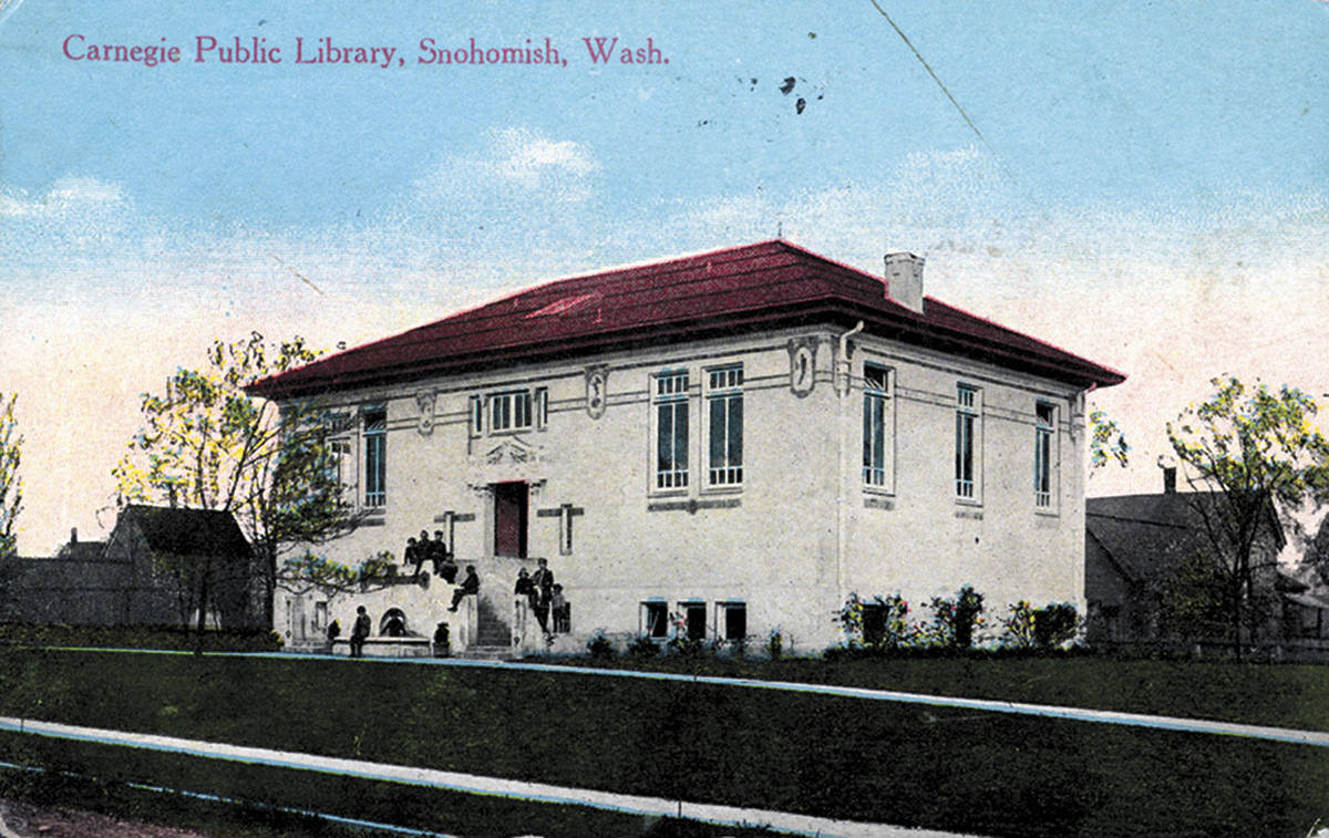 A 1920 postcard of the Snohomish Carnegie Library. (Everett Public Library)