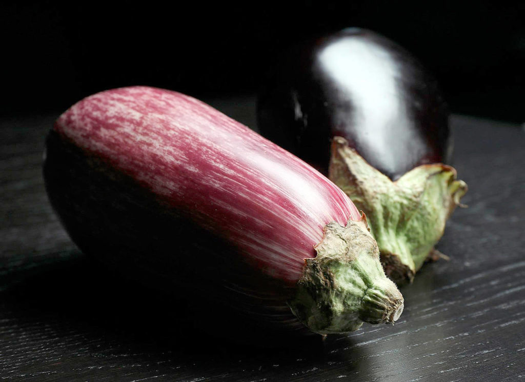Peel the skin from the eggplant, or leave it on. Up to you. (Terrence Antonio James/Chicago Tribune)
