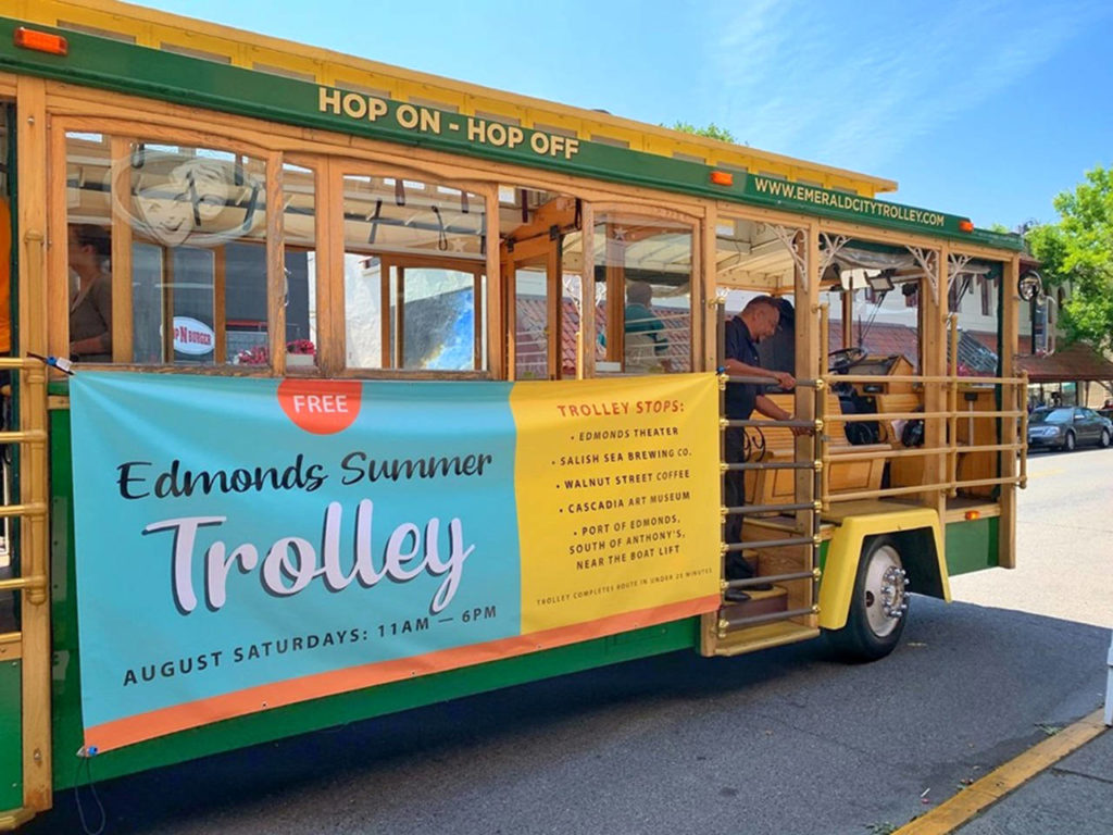 The free trolley in Edmonds taking visitors through downtown and to the waterfront this summer. (City of Edmonds)
