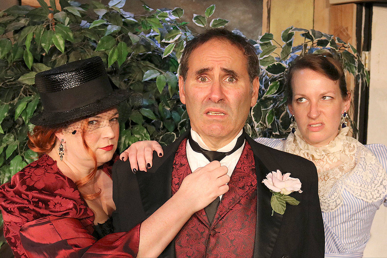 “The Ladies Man” stages through Oct. 20 at Phoenix Theatre in Edmonds. From left to right: Annie St. John, Tod Harrick and Renee Gilbert. (Eric Lewis)