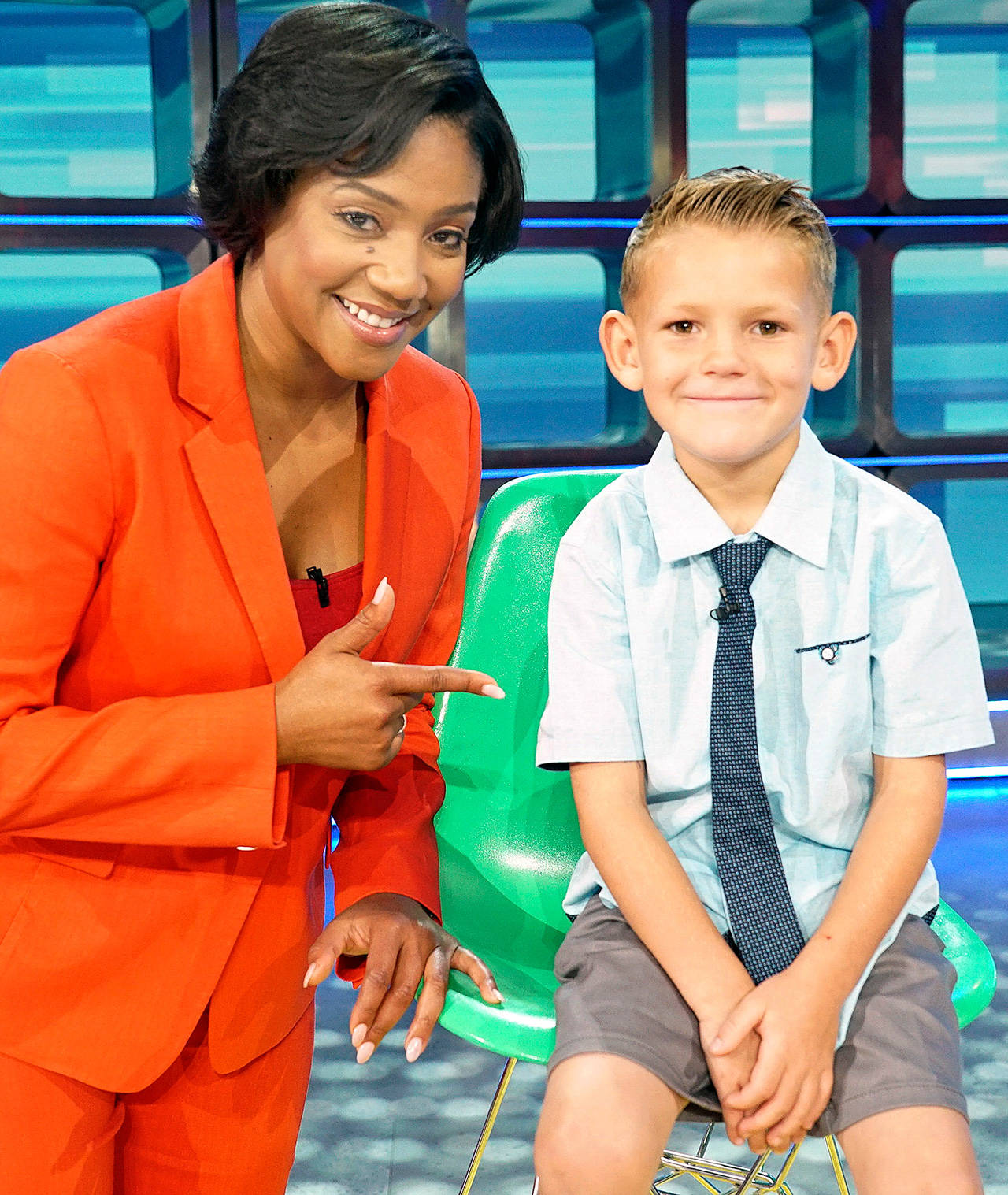 Tiffany Haddish hosts Blake on ABC’s comedy show “Kids Say the Darndest Things.” (ABC)