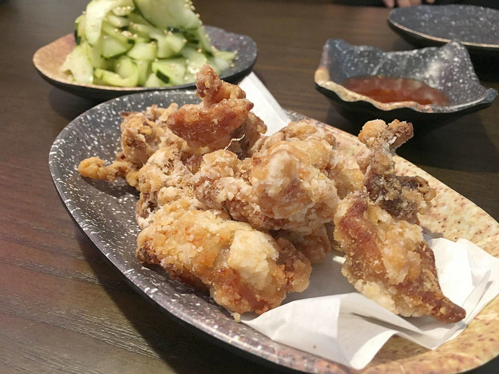 Crispy and crunchy chicken karaage at Botan Ramen n’ Bar in Everett provides a nice bite for an appetizer. (Ben Watanabe / The Herald)
