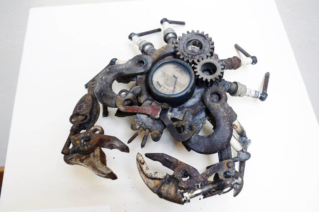“Mr. Krabs” sculpture by Aidan Rayner. (Patricia Guthrie / South Whidbey Record)
