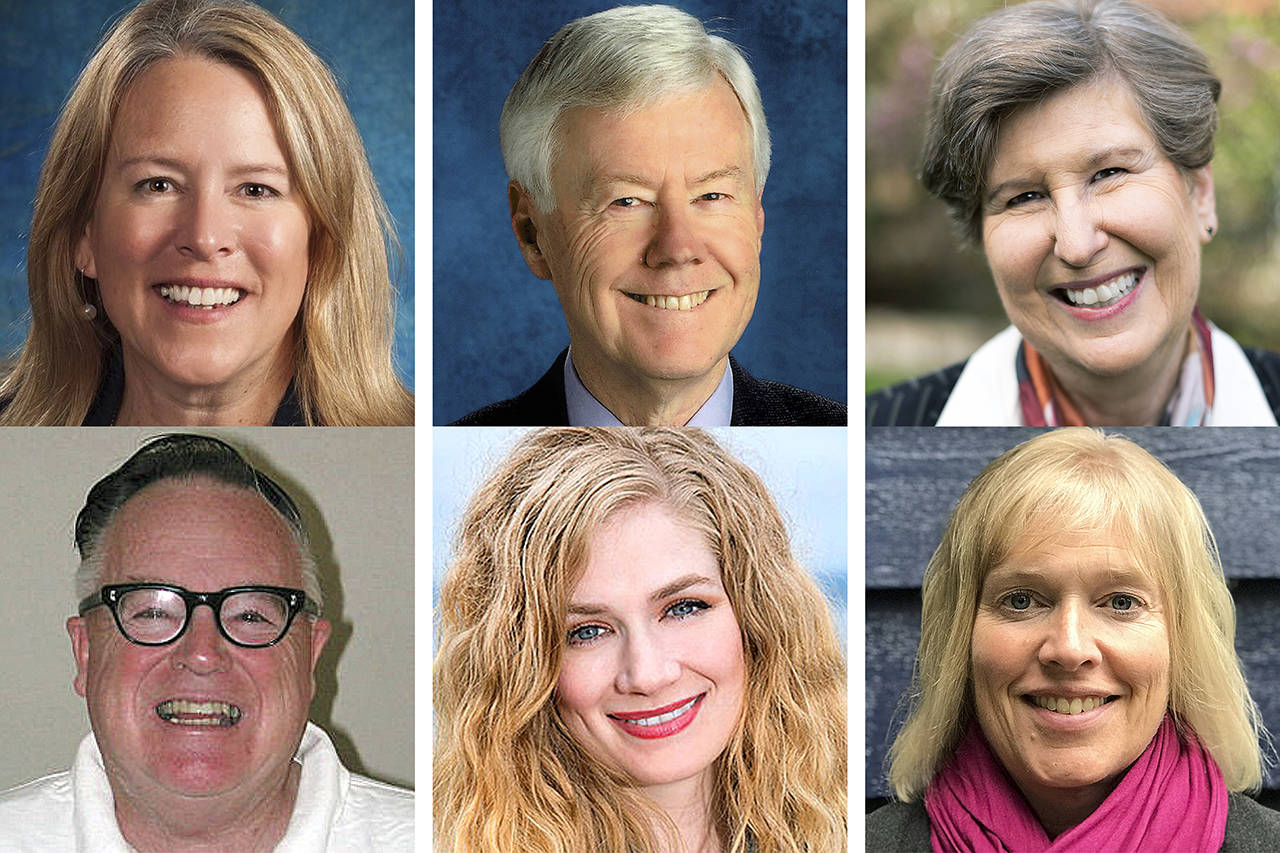 The Edmonds School Board candidates are (top row, from left) Carin Chase, Gary Noble and Nancy Katims                                and (bottom row, from left) Al Rutledge Jr., Rory Graves and Lisa Hunnewell.